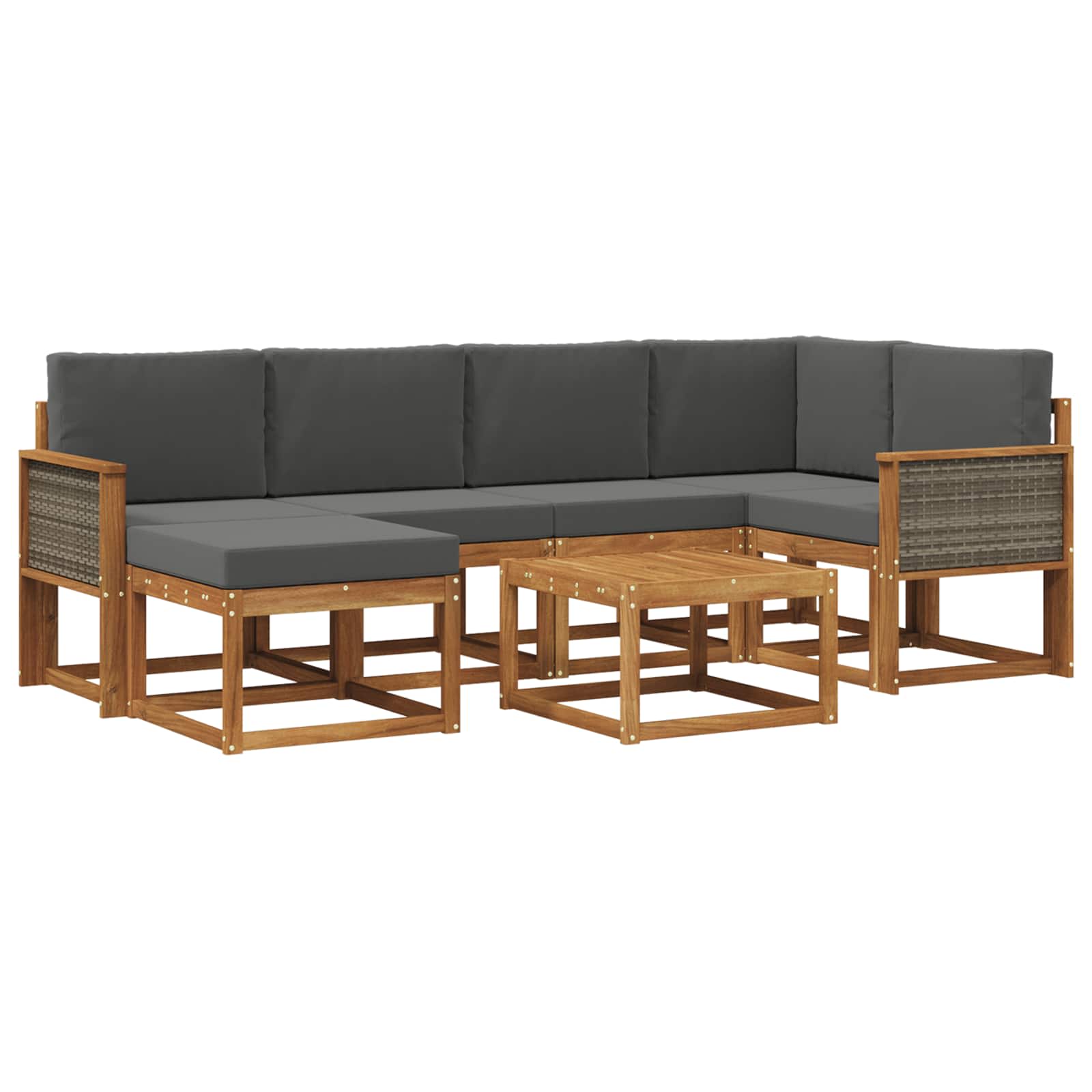 Set vanjskih sofa 7 pcs Prirodna i antracit Čvrsto drvo akacije