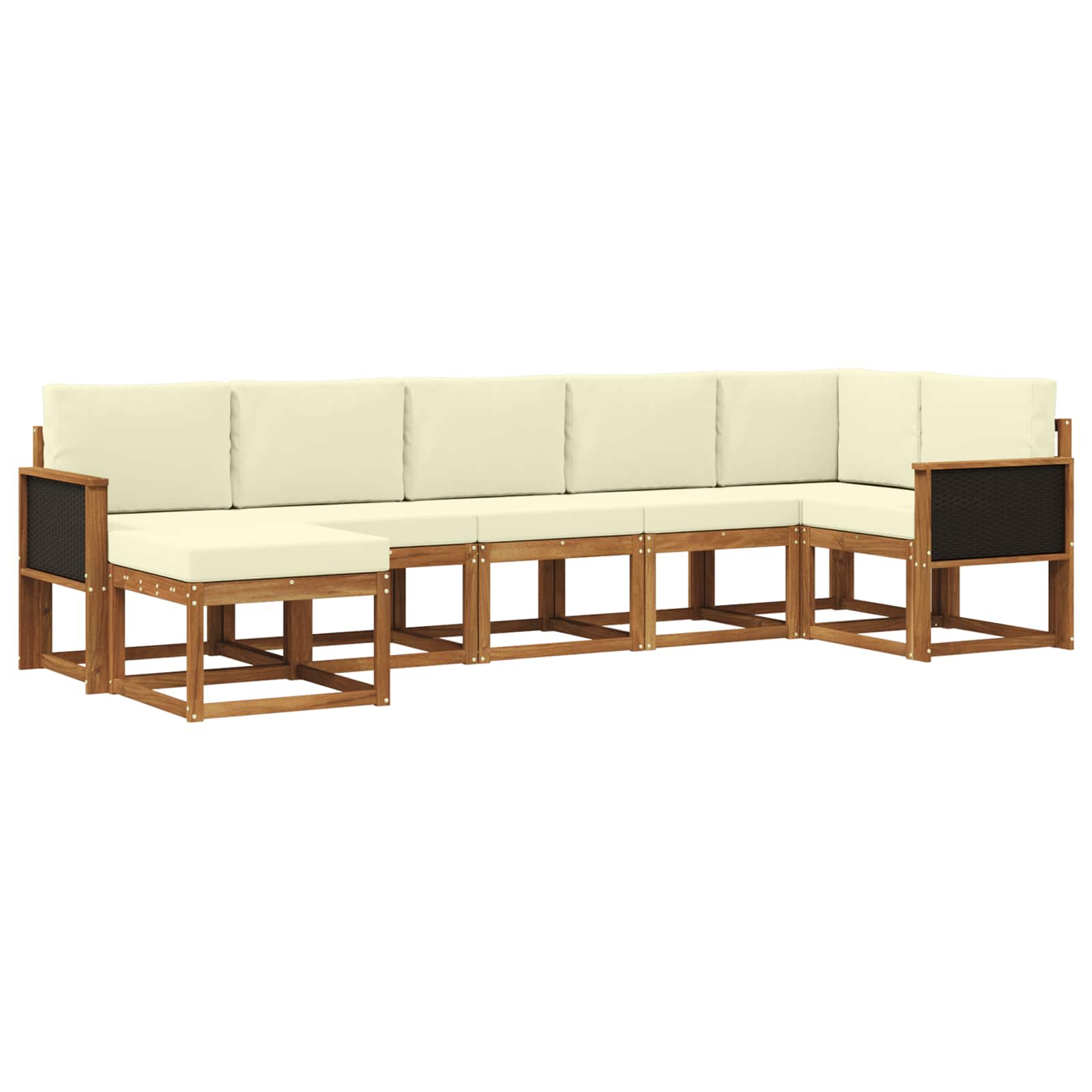 Set vanjskih sofa s jastukom 7 pcs Prirodna i krem Poliester