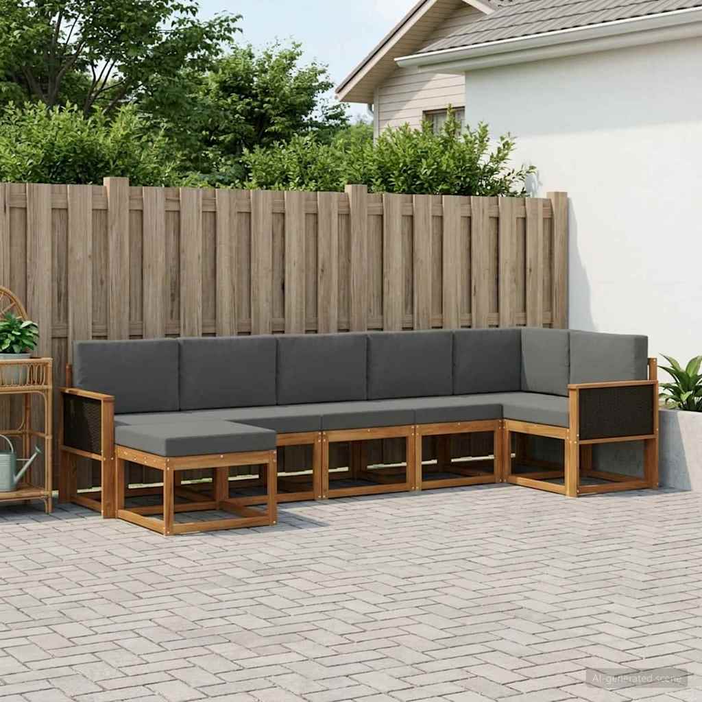 Set vanjskih sofa 7 pcs Prirodna i antracit Poliester