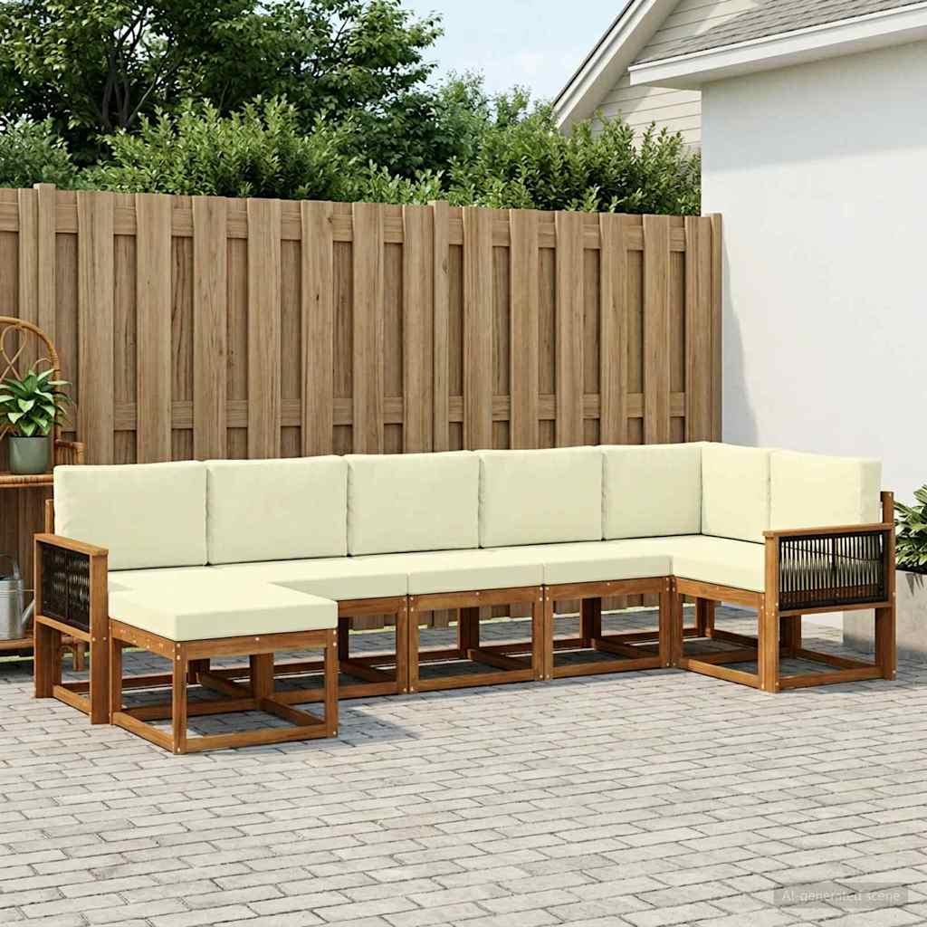 Set vanjskih sofa s jastukom 7 pcs Prirodna i krem Poliester