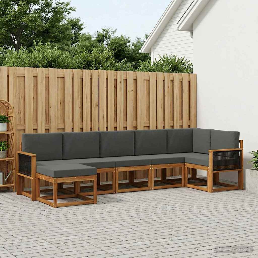 Set vanjskih sofa 7 pcs Prirodna i antracit Poliester