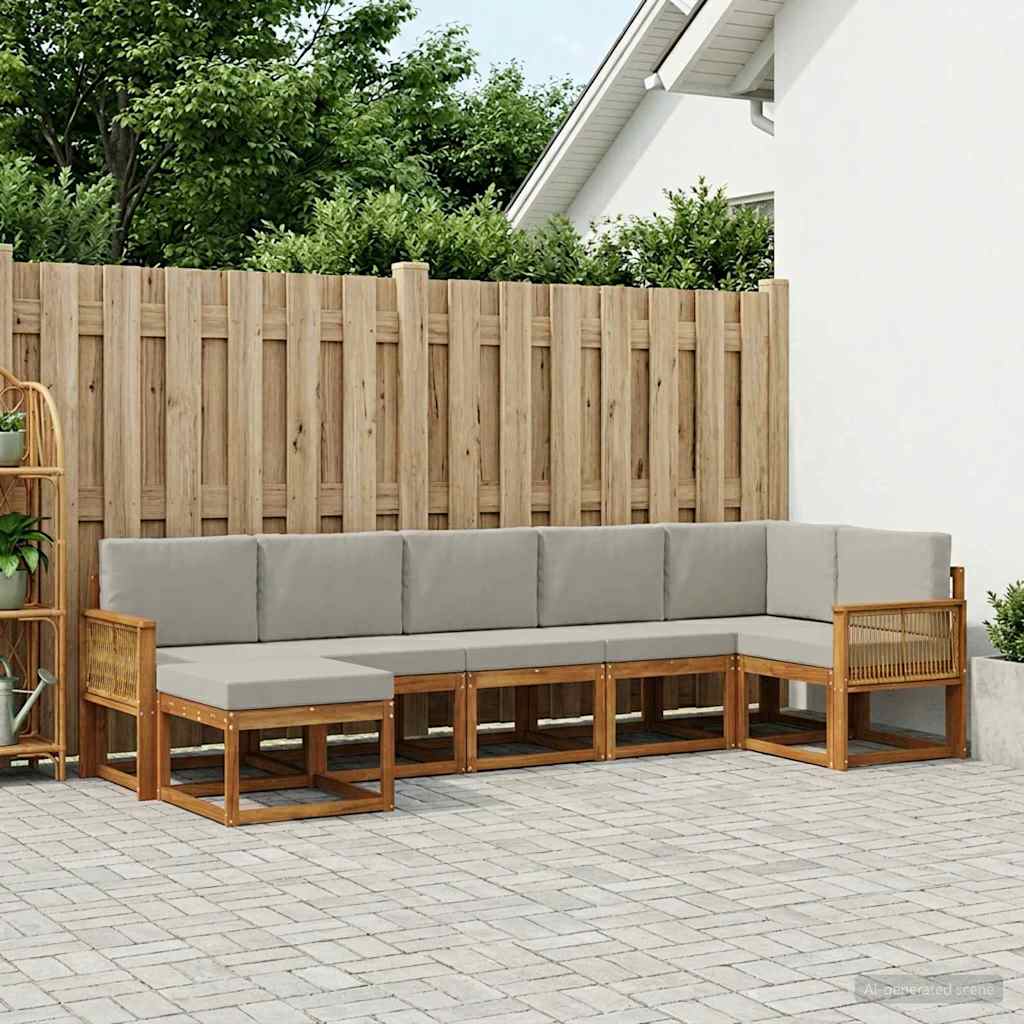 Set vanjskih sofa 7 pcs Prirodna i svjetlosiva Poliester