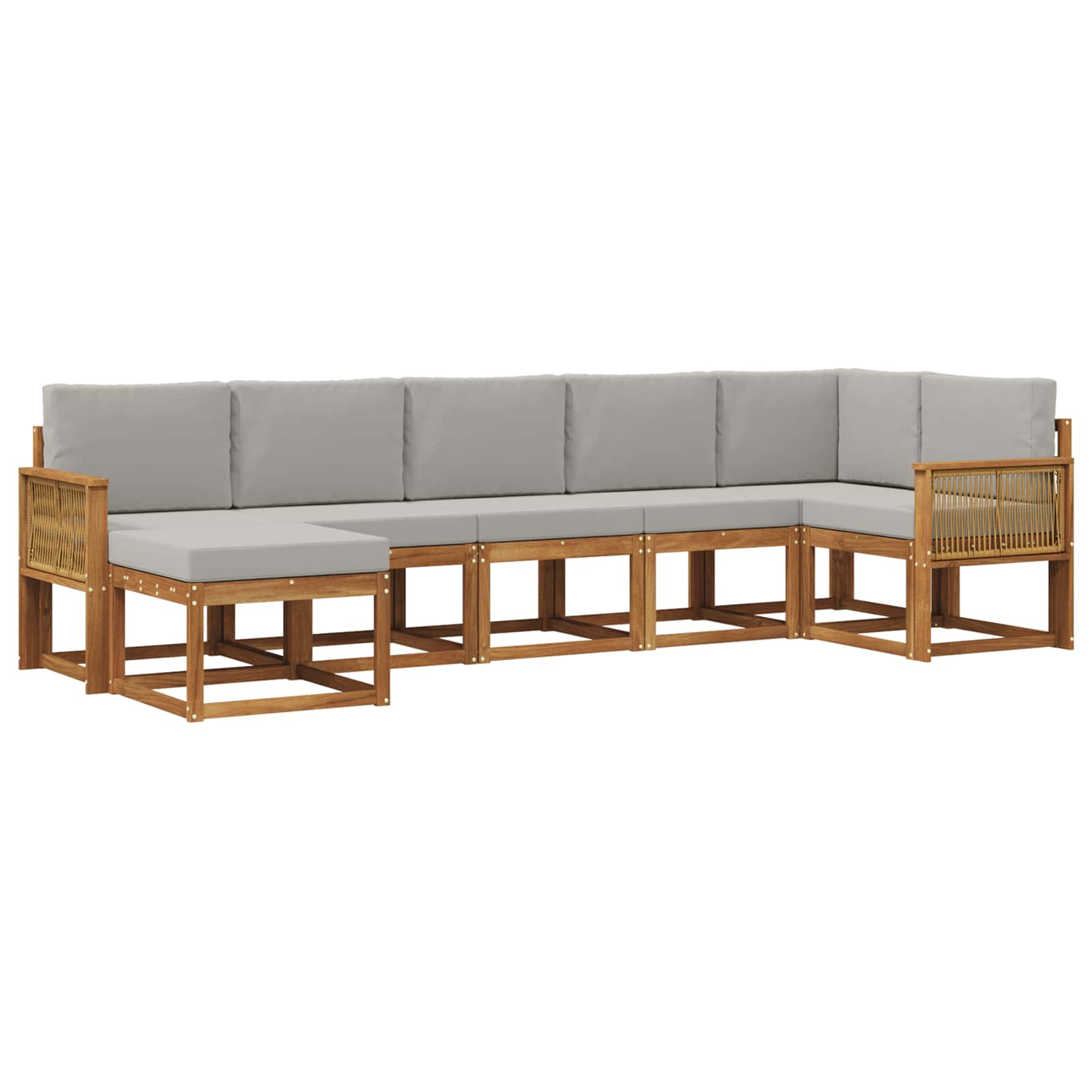 Set vanjskih sofa 7 pcs Prirodna i svjetlosiva Poliester