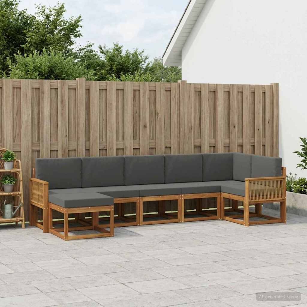 Set vanjskih sofa 7 pcs Prirodna i antracit Poliester