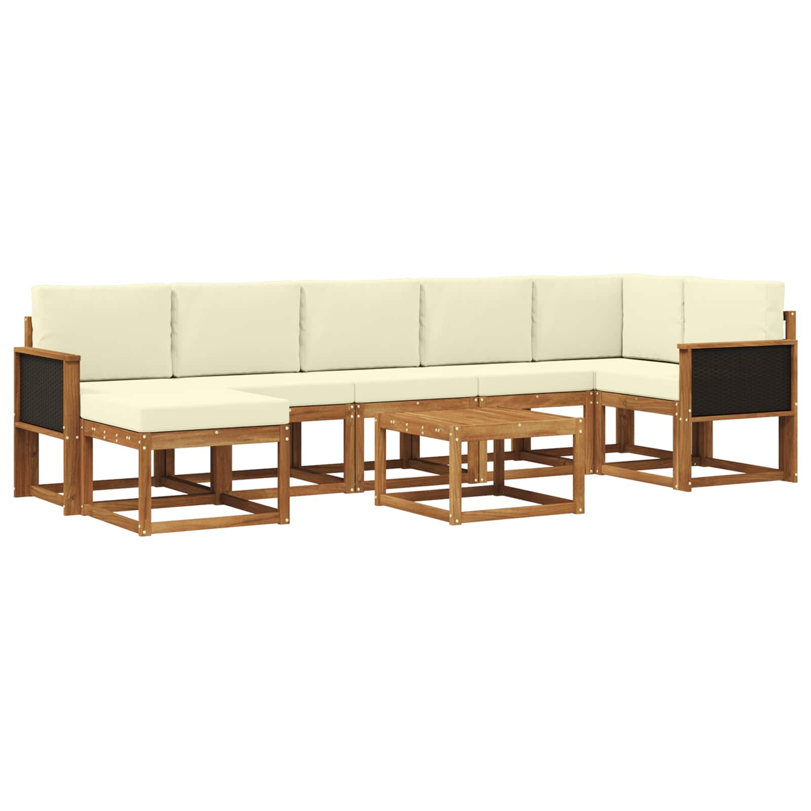 Set vanjskih sofa s jastukom 8 pcs Prirodna i krem Poliester
