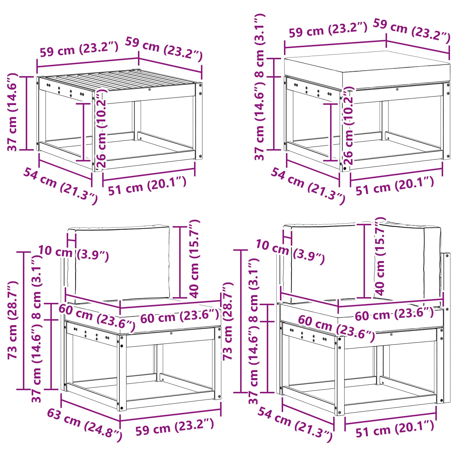 Set vanjskih sofa 8 pcs Prirodna i antracit Poliester