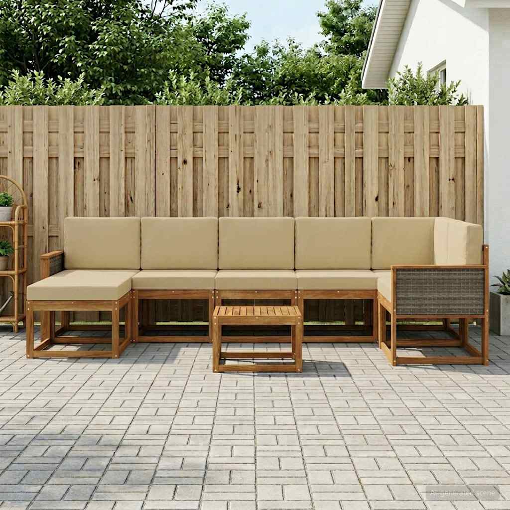 Set vanjskih sofa s jastukom 8 pcs Prirodna i bež Poliester