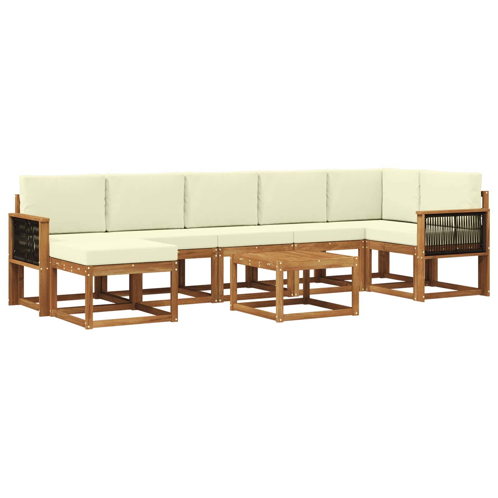 Set vanjskih sofa s jastukom 8 pcs Prirodna i krem Poliester