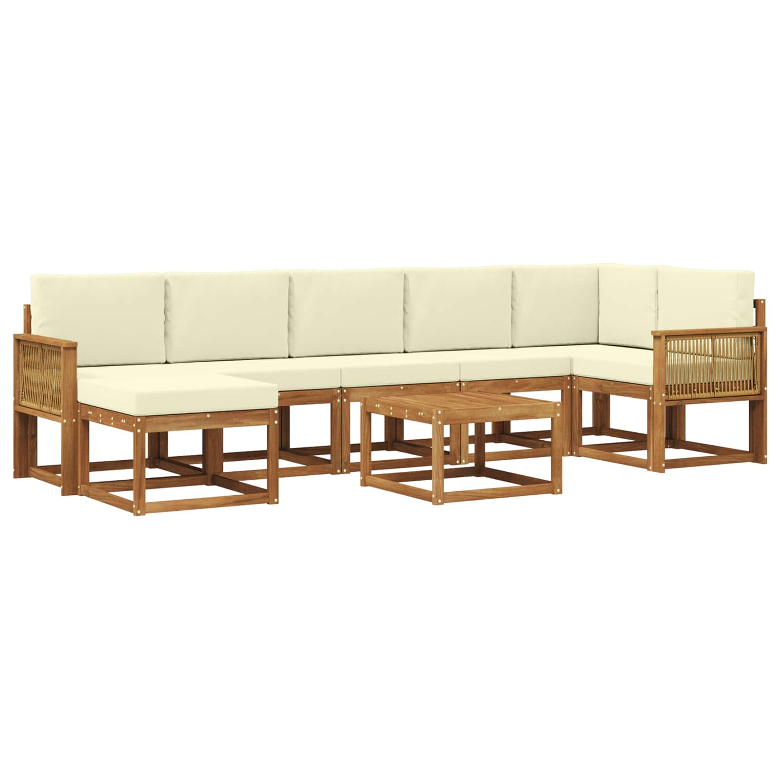 Set vanjskih sofa s jastukom 8 pcs Prirodna i krem Poliester