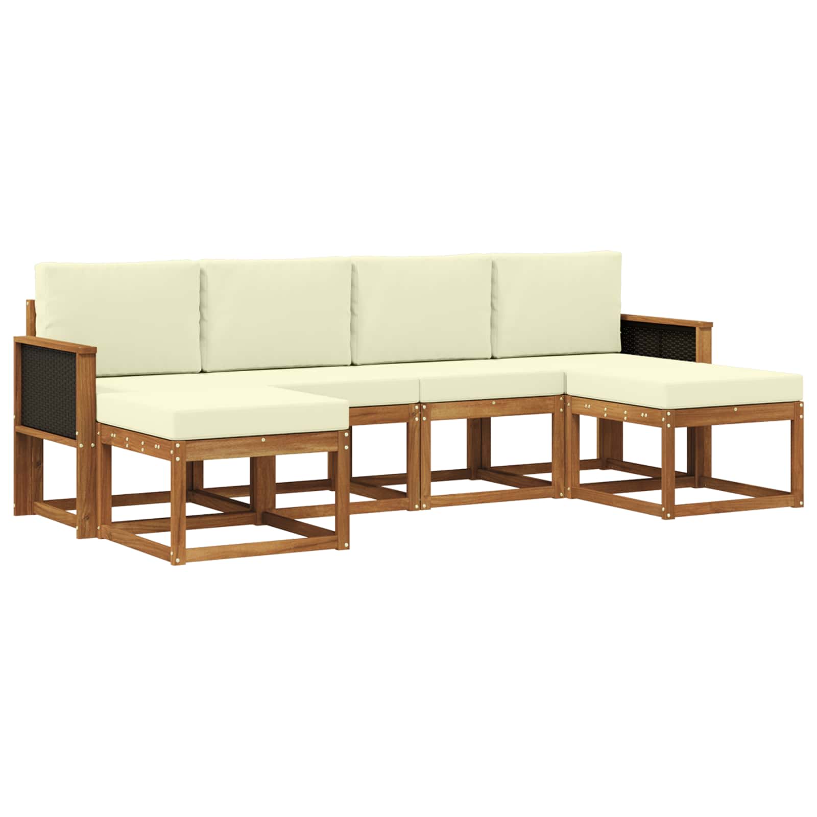 Set vanjskih sofa s jastukom 6 pcs Prirodna i krem Poliester