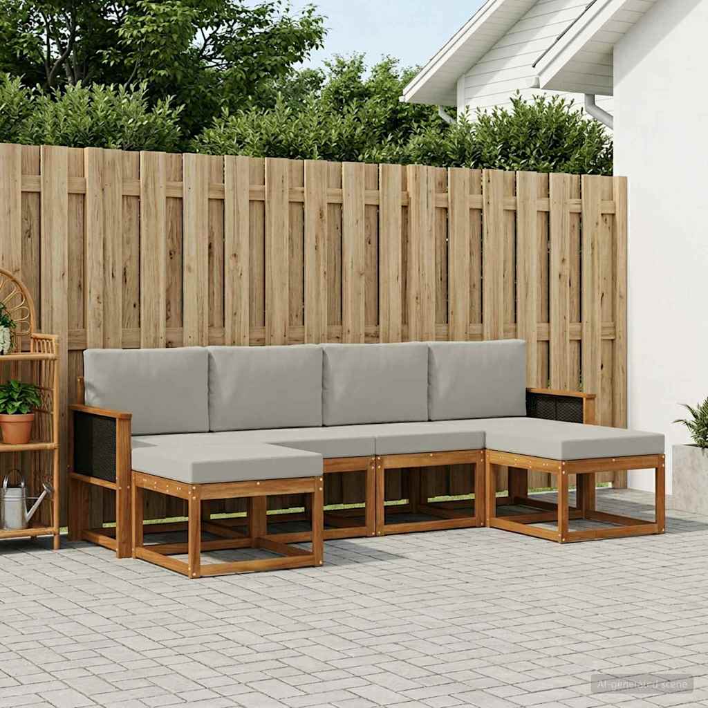 Set vanjskih sofa 6 pcs Prirodna i svjetlosiva Poliester
