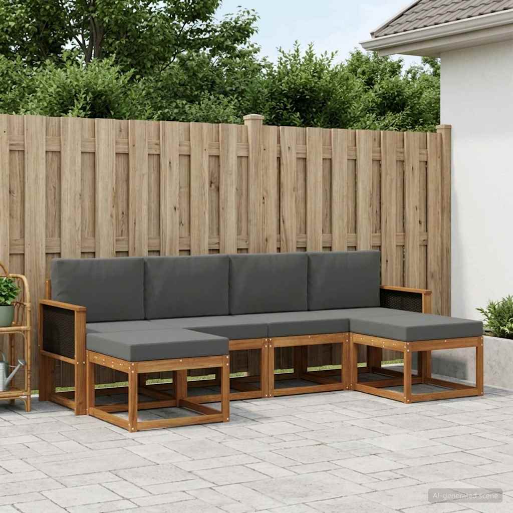 Set vanjskih sofa 6 pcs Prirodna i antracit Poliester