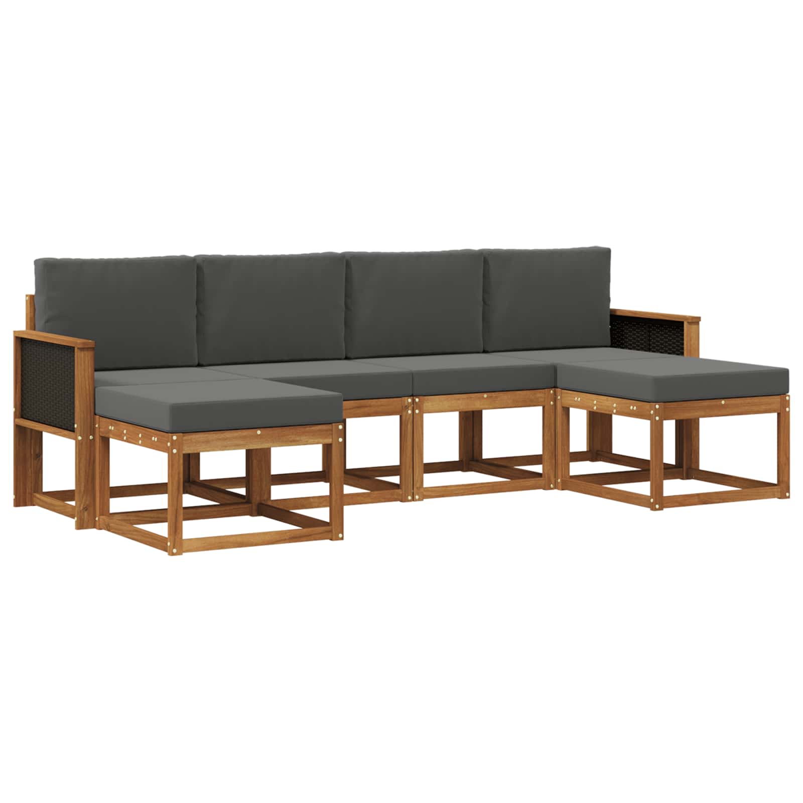 Set vanjskih sofa 6 pcs Prirodna i antracit Poliester