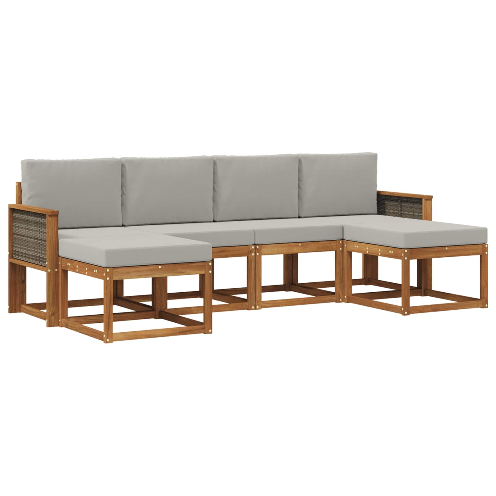 Set vanjskih sofa 6 pcs Prirodna i svjetlosiva Poliester