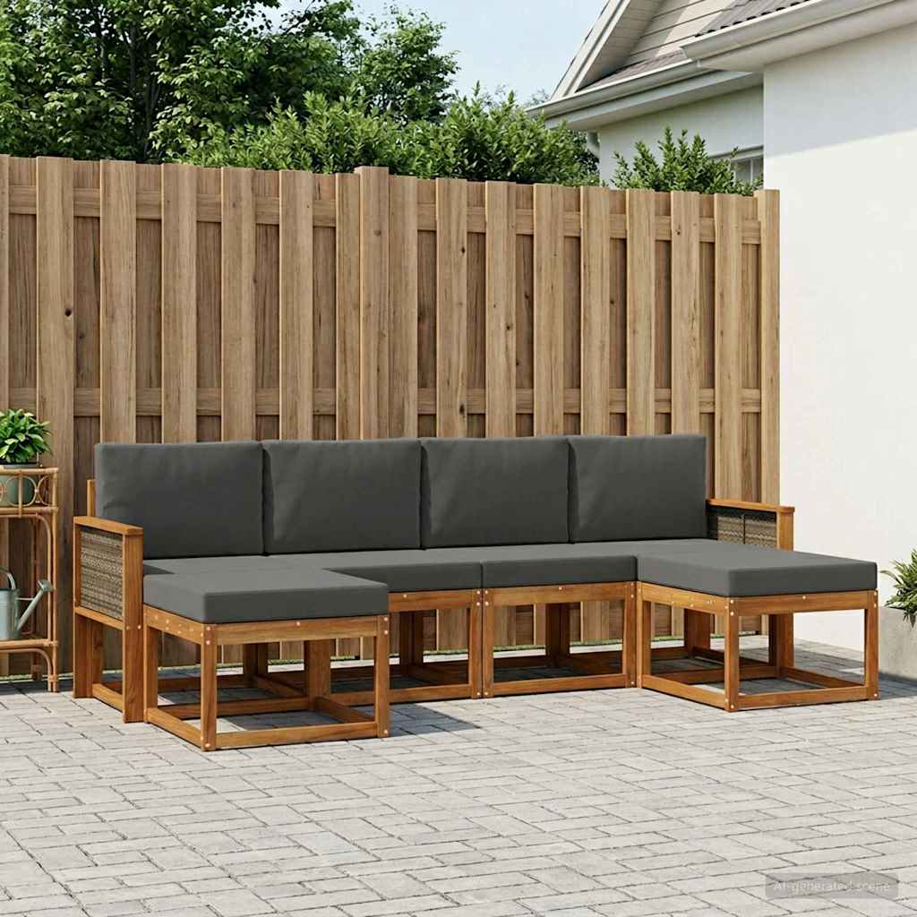 Set vanjskih sofa 6 pcs Prirodna i antracit Poliester