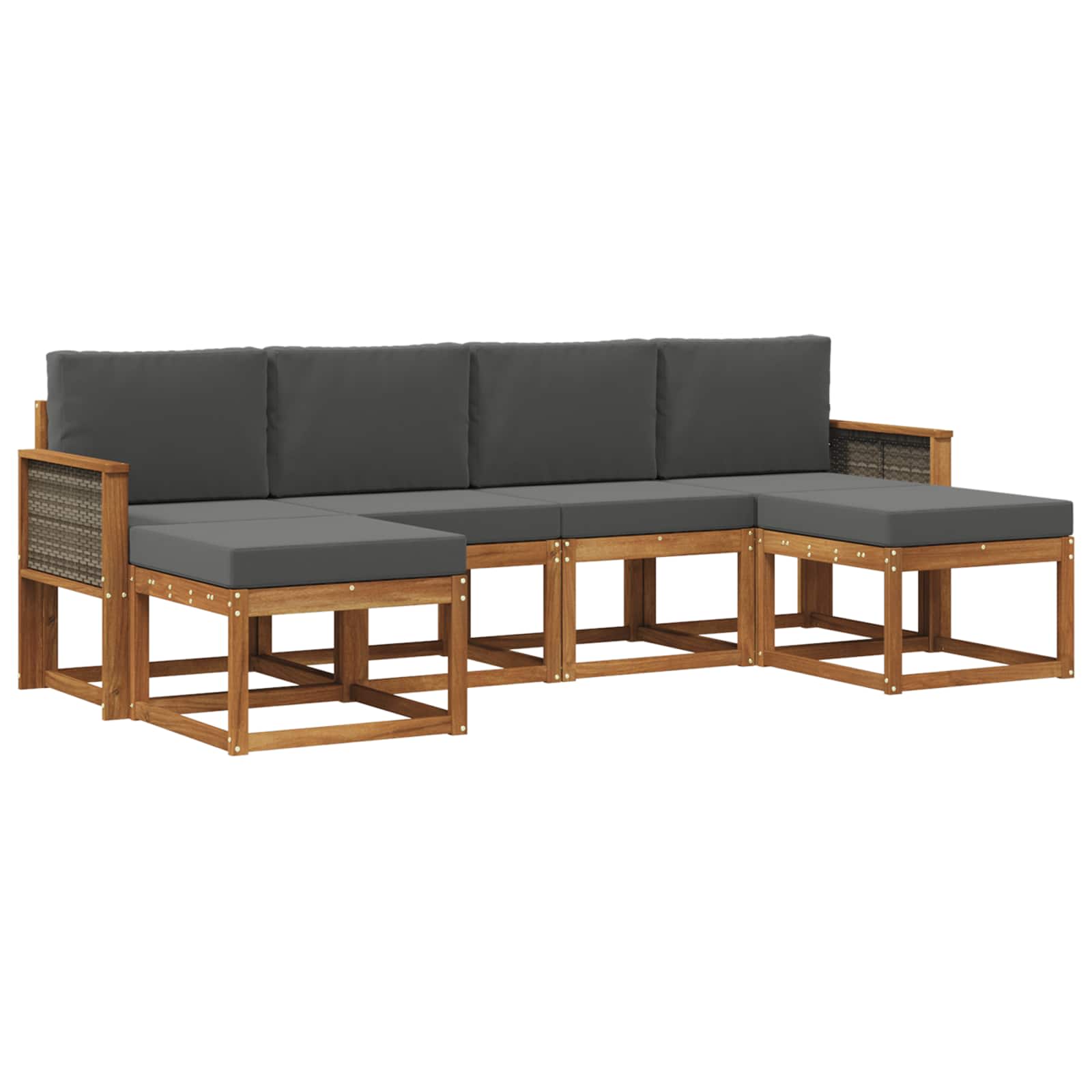 Set vanjskih sofa 6 pcs Prirodna i antracit Poliester