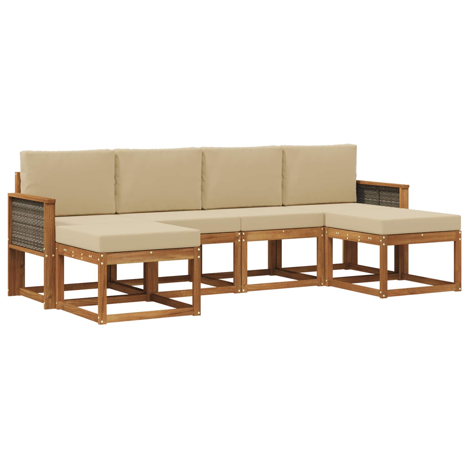 Set vanjskih sofa s jastukom 6 pcs Prirodna i bež Poliester