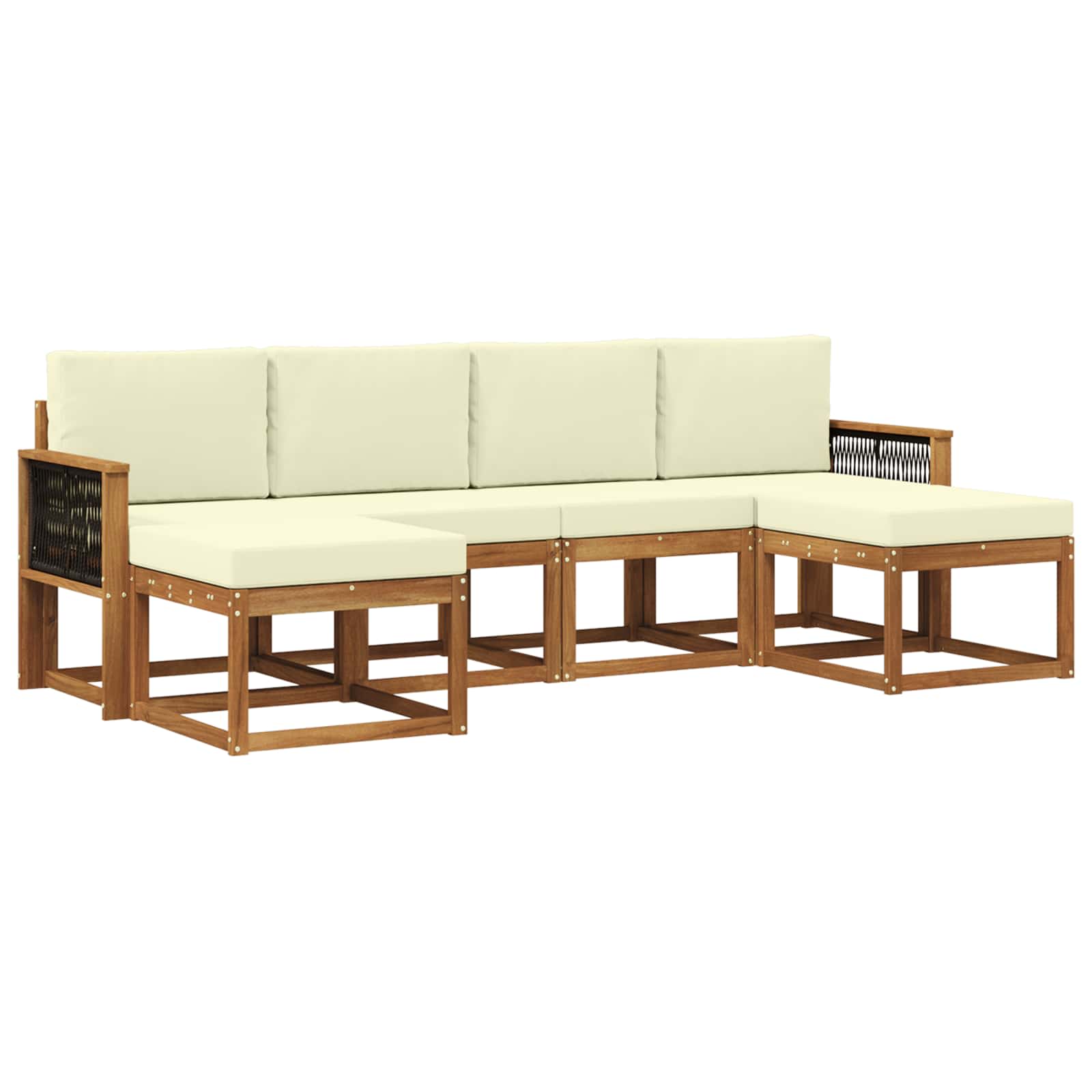 Set vanjskih sofa s jastukom 6 pcs Prirodna i krem Poliester