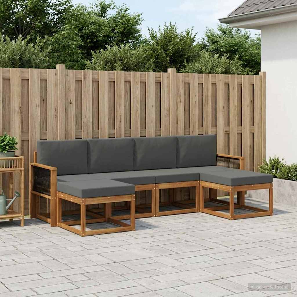 Set vanjskih sofa 6 pcs Prirodna i antracit Poliester