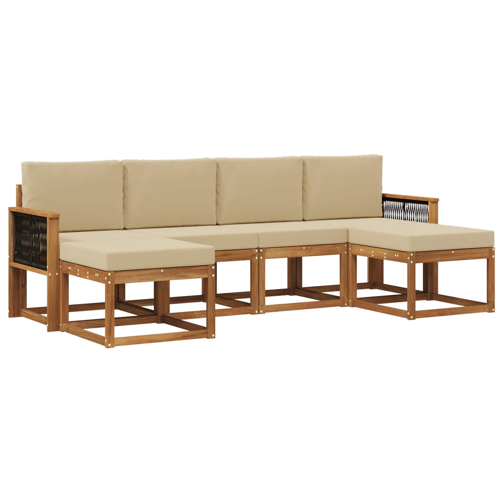 Set vanjskih sofa s jastukom 6 pcs Prirodna i bež Poliester