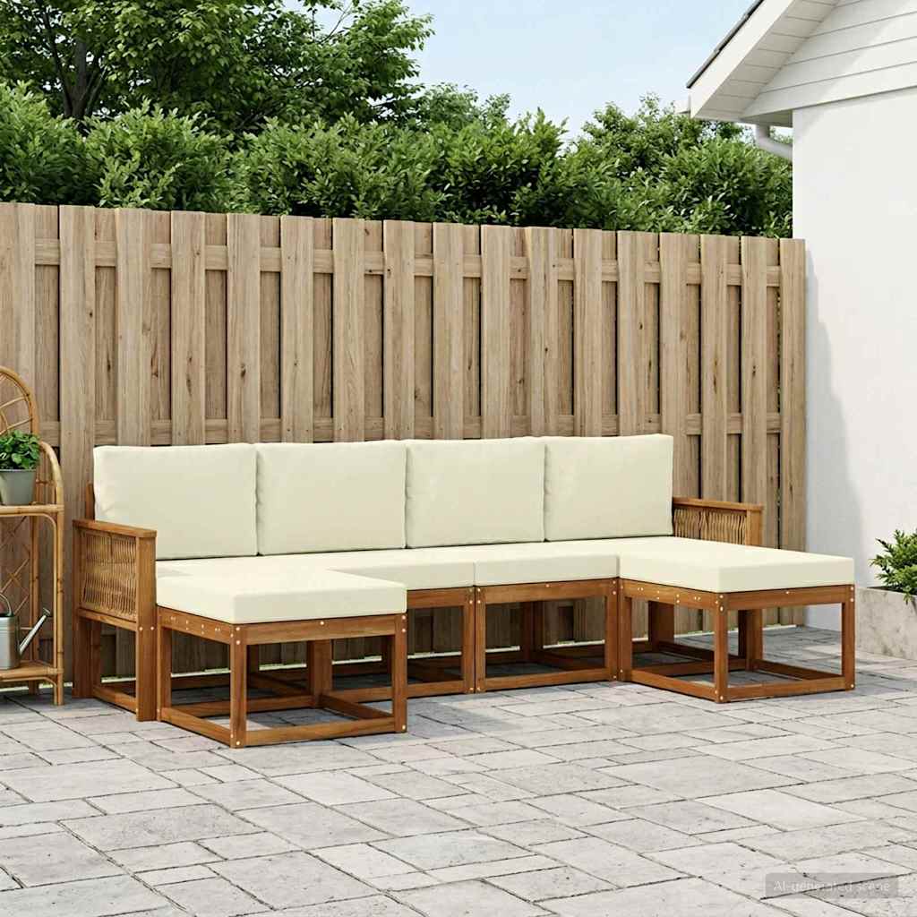 Set vanjskih sofa s jastukom 6 pcs Prirodna i krem Poliester