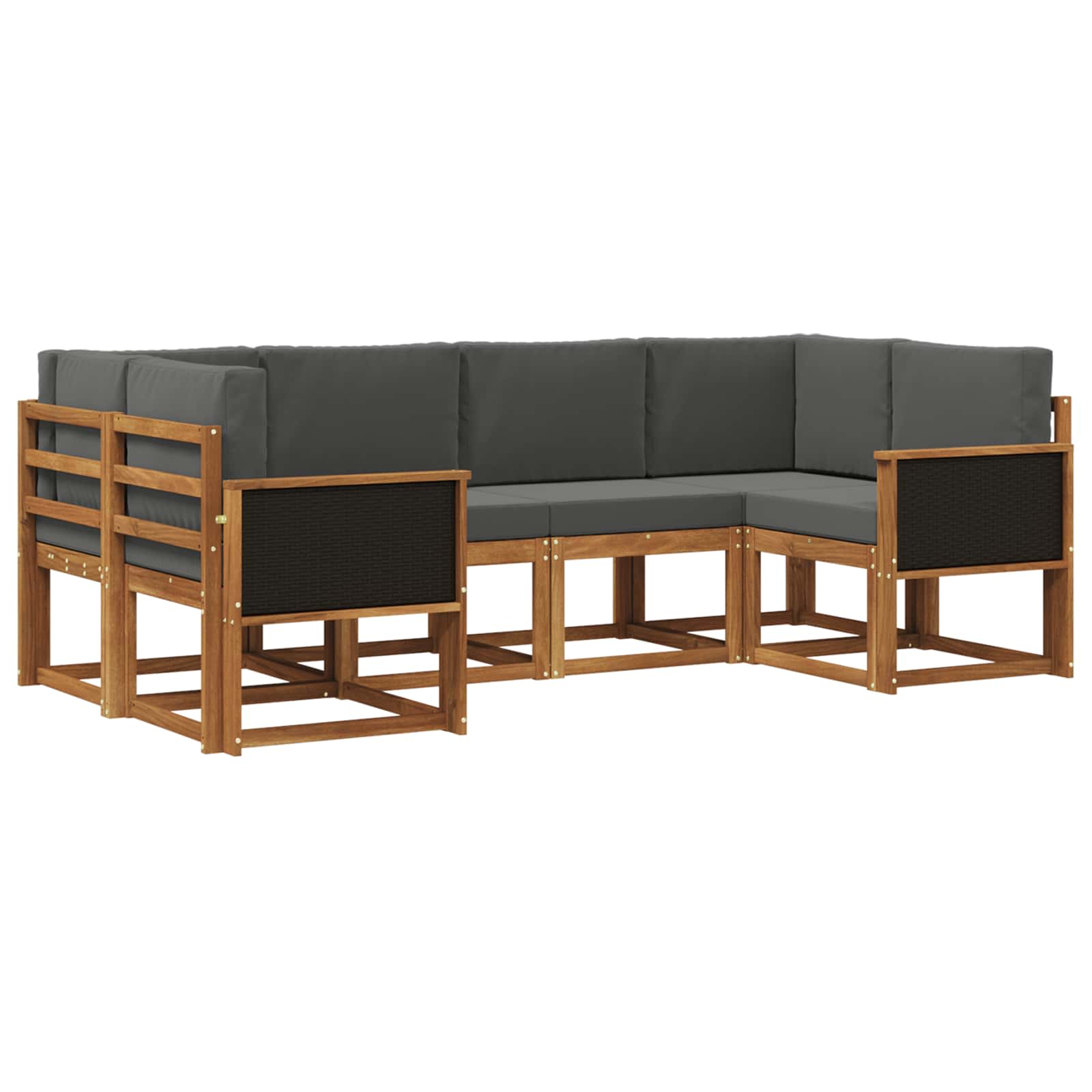 Set vanjskih sofa 6 pcs Prirodna i antracit Čvrsto drvo akacije