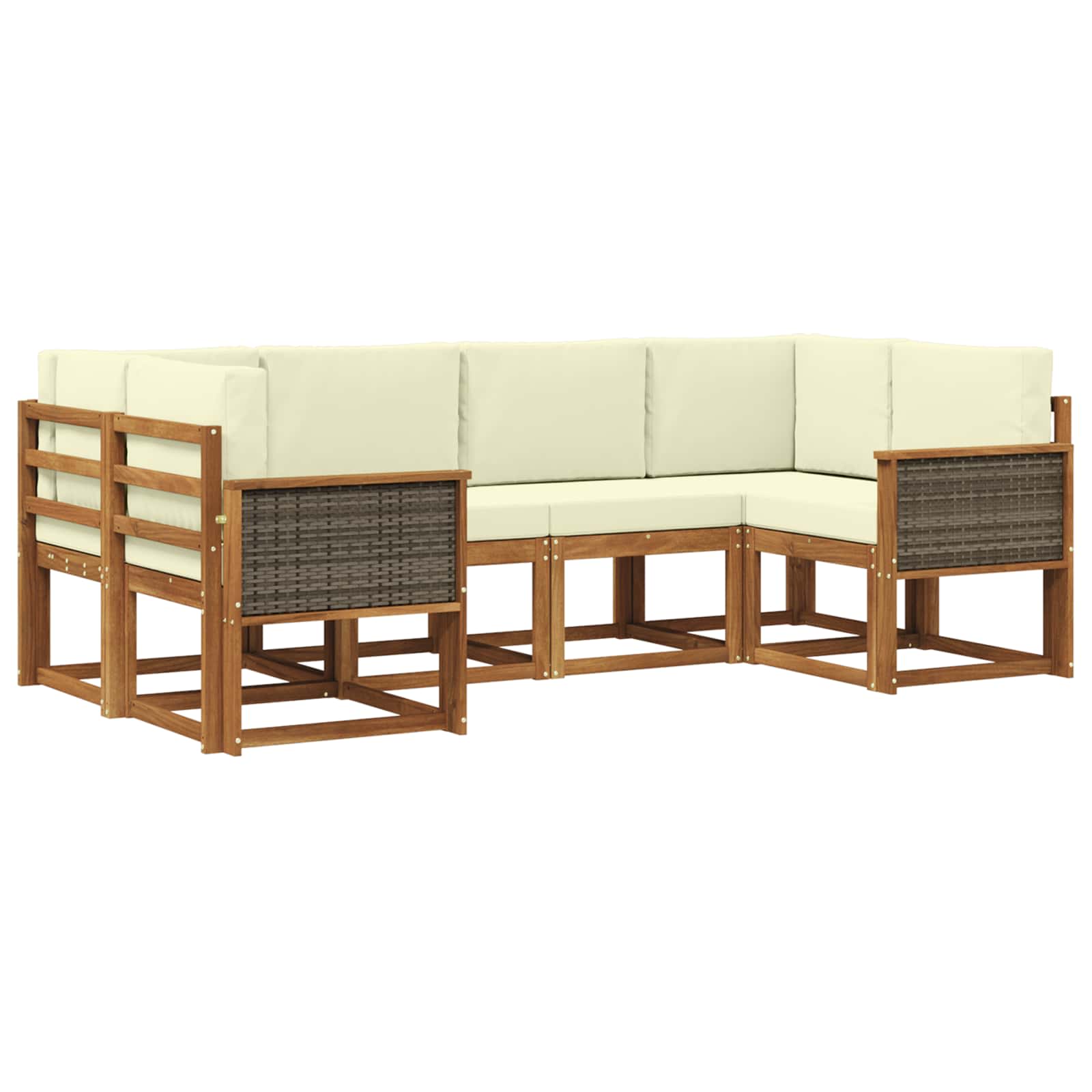 Set vanjskih sofa 6 pcs Prirodna i krem Čvrsto drvo akacije