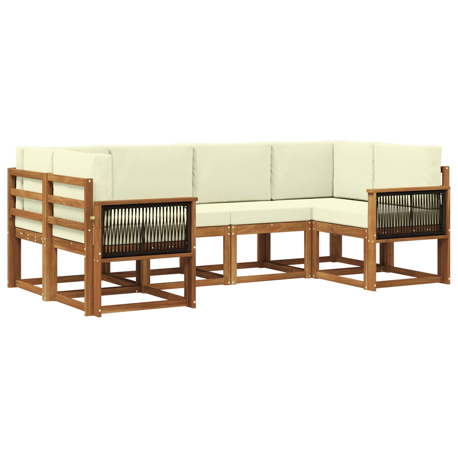 Set vanjskih sofa 6 pcs Prirodna i krem Čvrsto drvo akacije