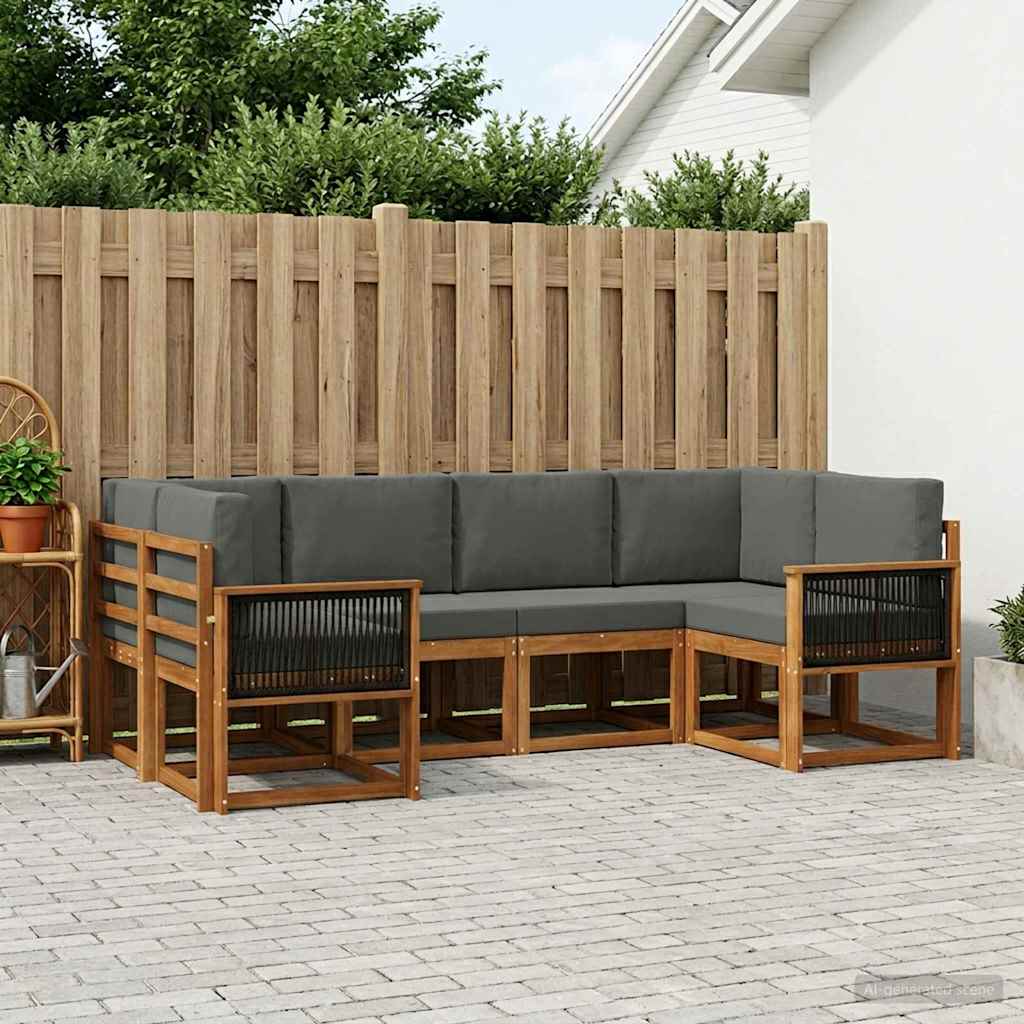 Set vanjskih sofa 6 pcs Prirodna i antracit Čvrsto drvo akacije