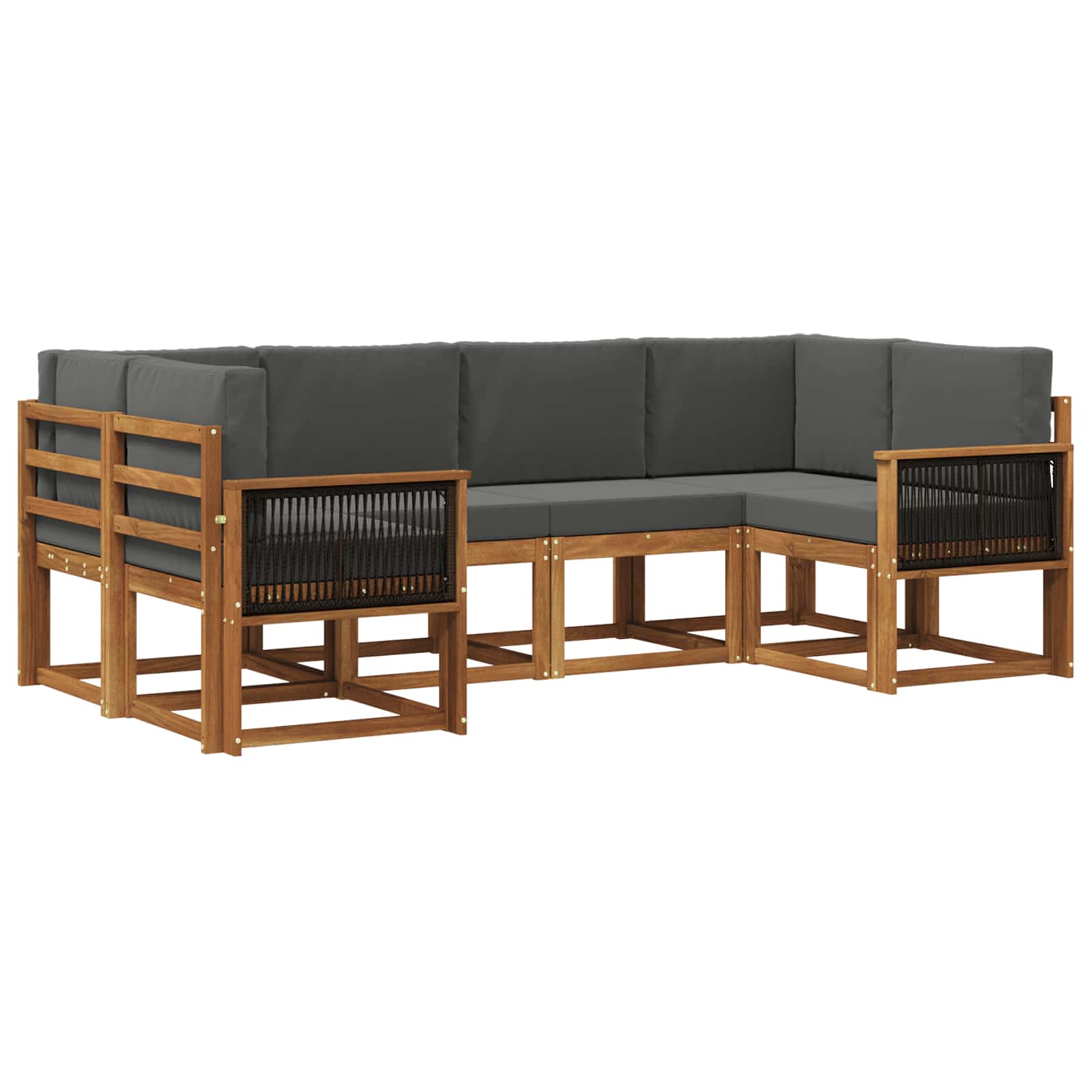 Set vanjskih sofa 6 pcs Prirodna i antracit Čvrsto drvo akacije
