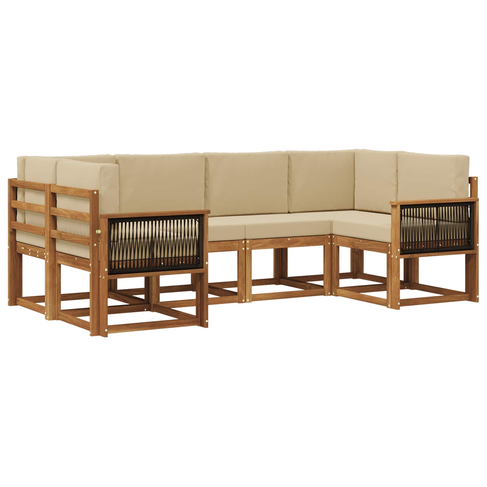 Set vanjskih sofa 6 pcs Prirodna i bež Čvrsto drvo akacije