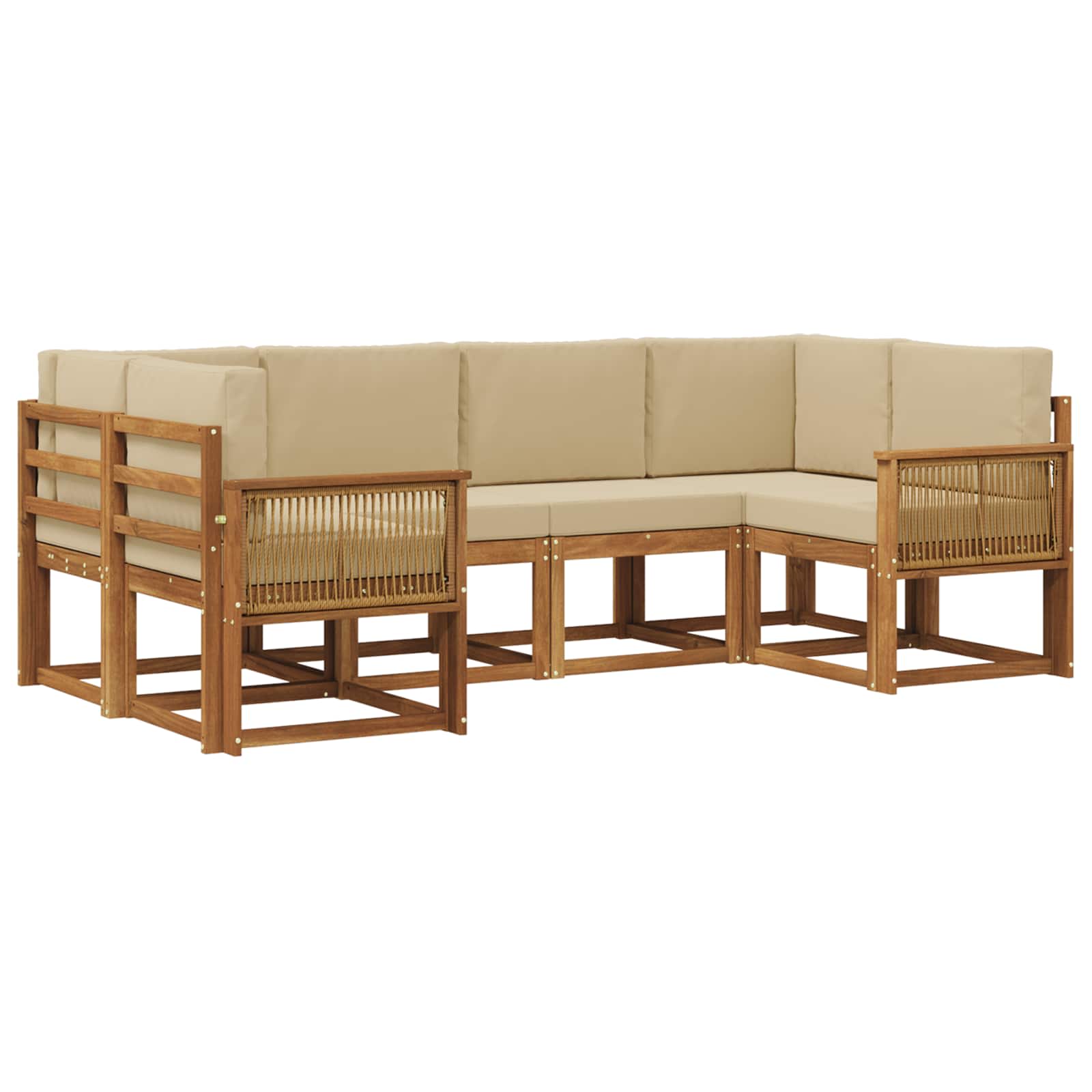 Set vanjskih sofa 6 pcs Prirodna i bež Čvrsto drvo akacije