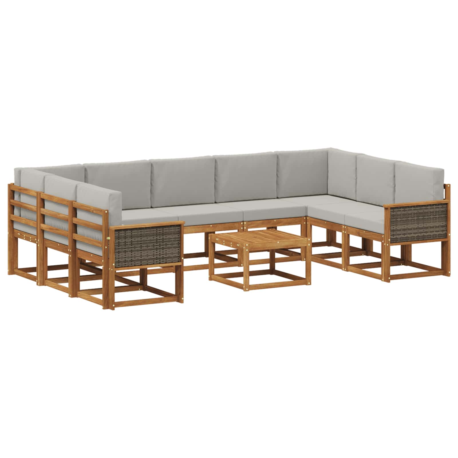Set vanjskih sofa s jastukom 10 pcs Prirodna i svjetlosiva