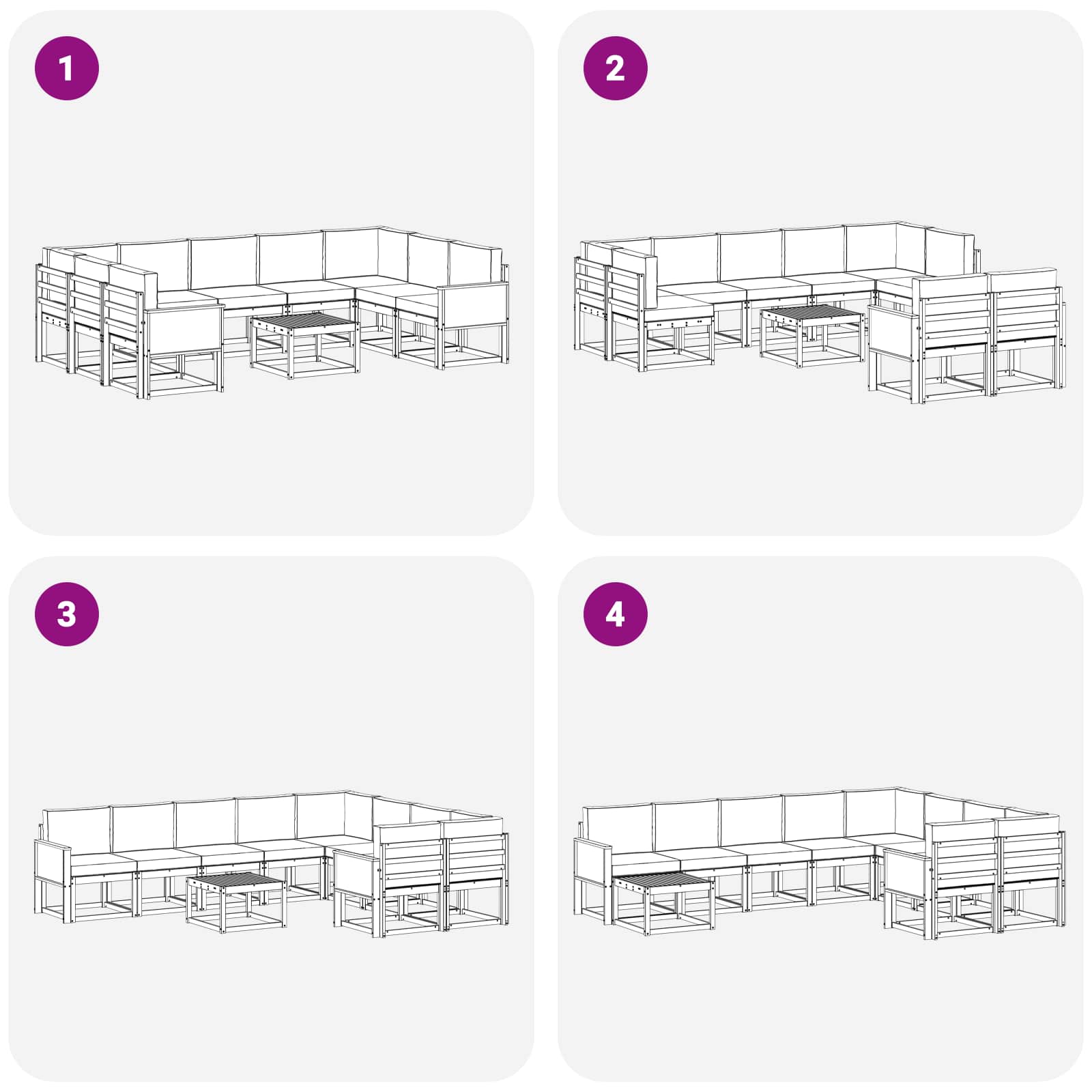 Set vanjskih sofa 10 pcs Prirodna i bež Čvrsto drvo akacije