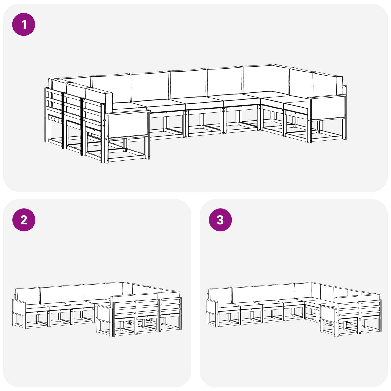Set vanjskih sofa 10 pcs Prirodna i krem Čvrsto drvo akacije