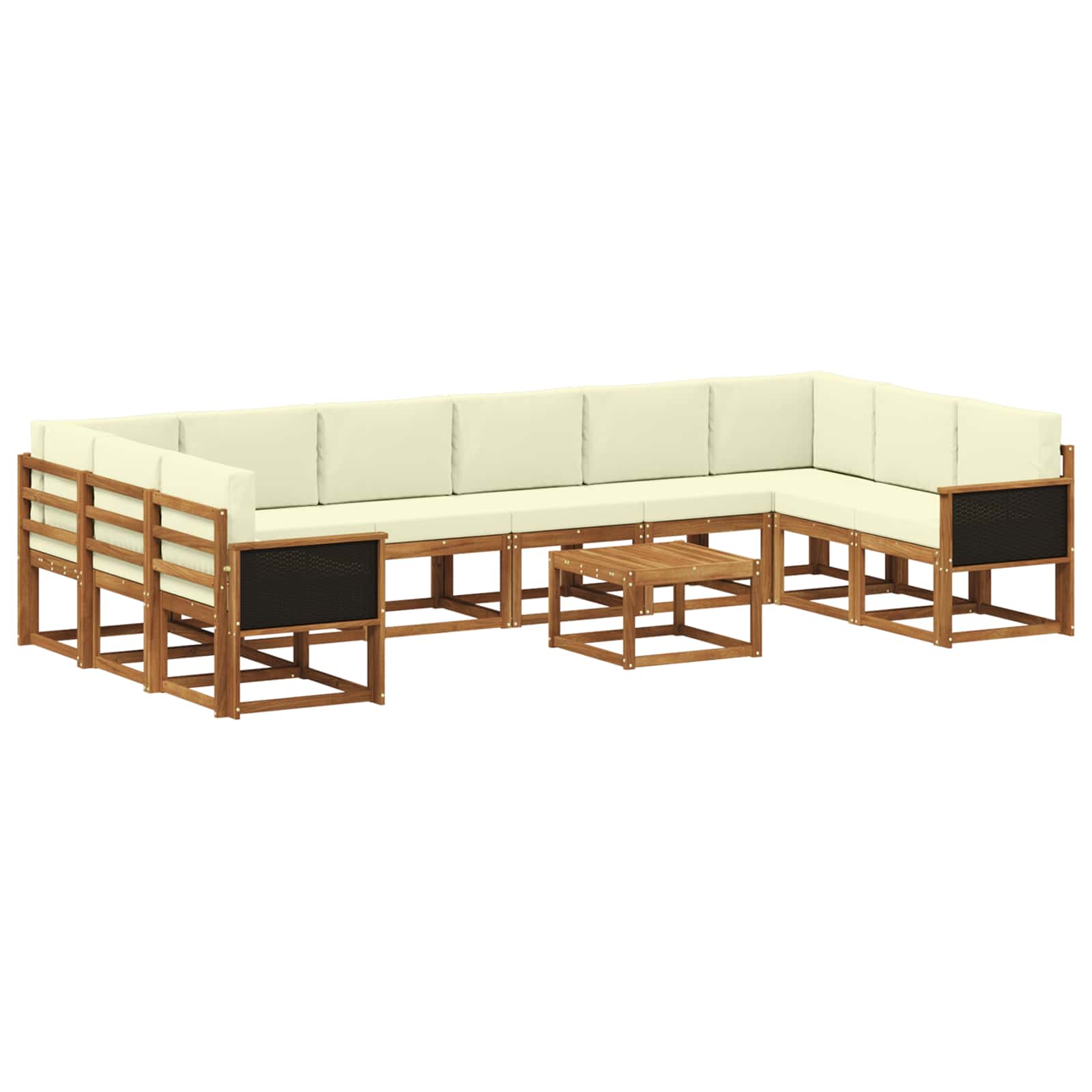 Set vanjskih sofa 11 pcs Prirodna i krem Čvrsto drvo akacije