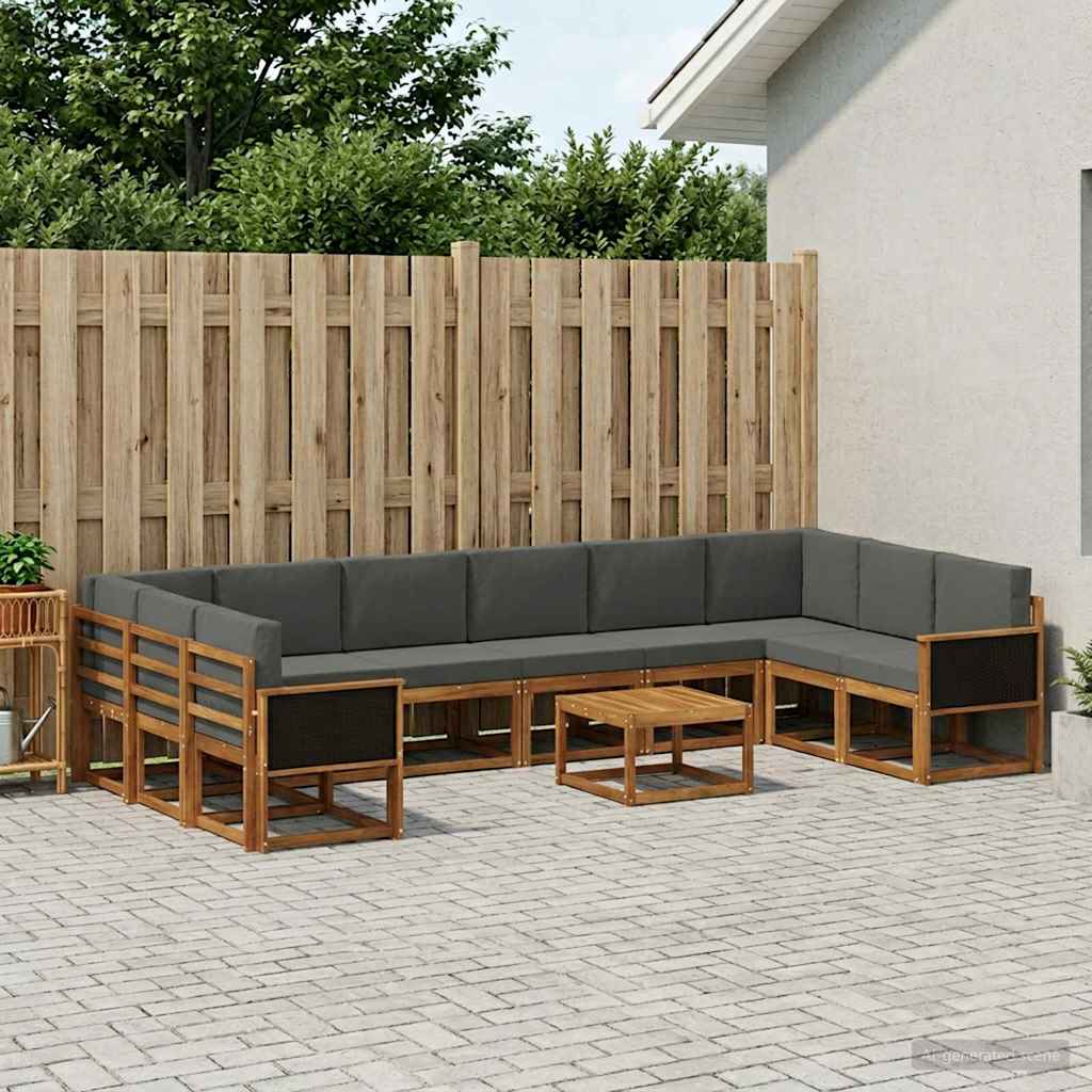Set vanjskih sofa s jastukom 11 pcs Prirodna i antracit