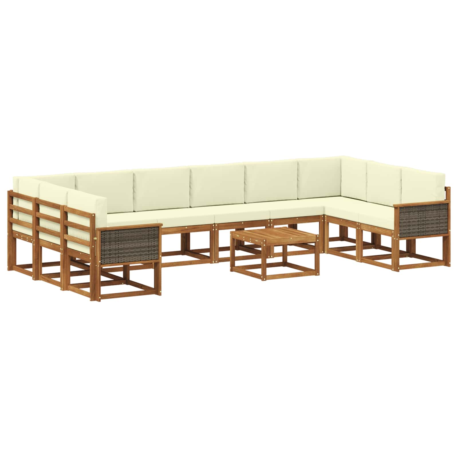 Set vanjskih sofa 11 pcs Prirodna i krem Čvrsto drvo akacije