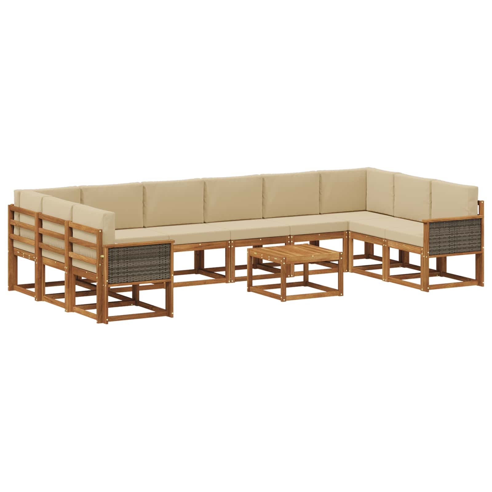 Set vanjskih sofa 11 pcs Prirodna i bež Čvrsto drvo akacije