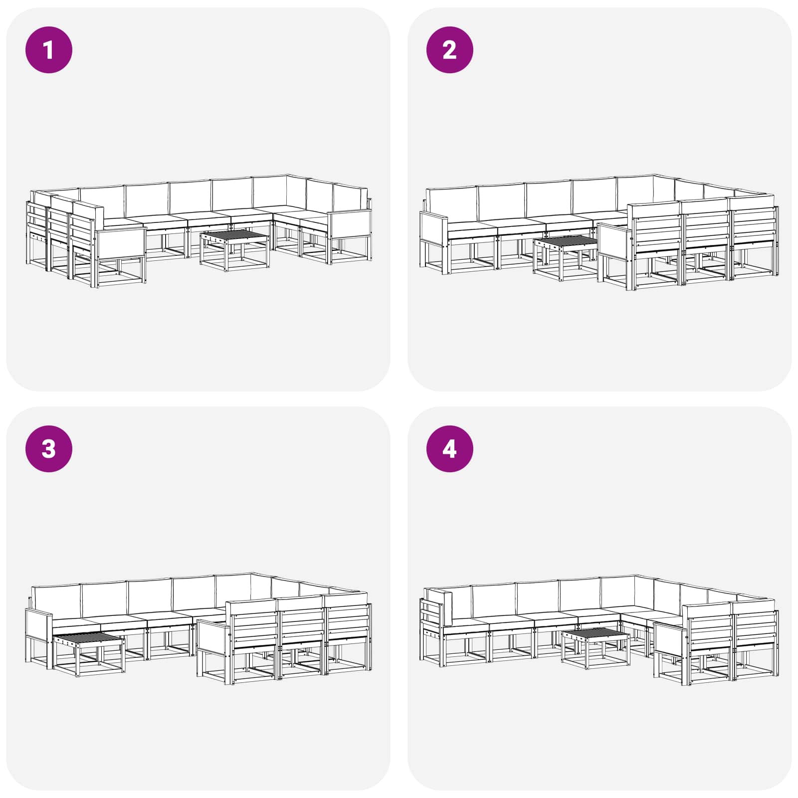 Set vanjskih sofa 11 pcs Prirodna i bež Čvrsto drvo akacije