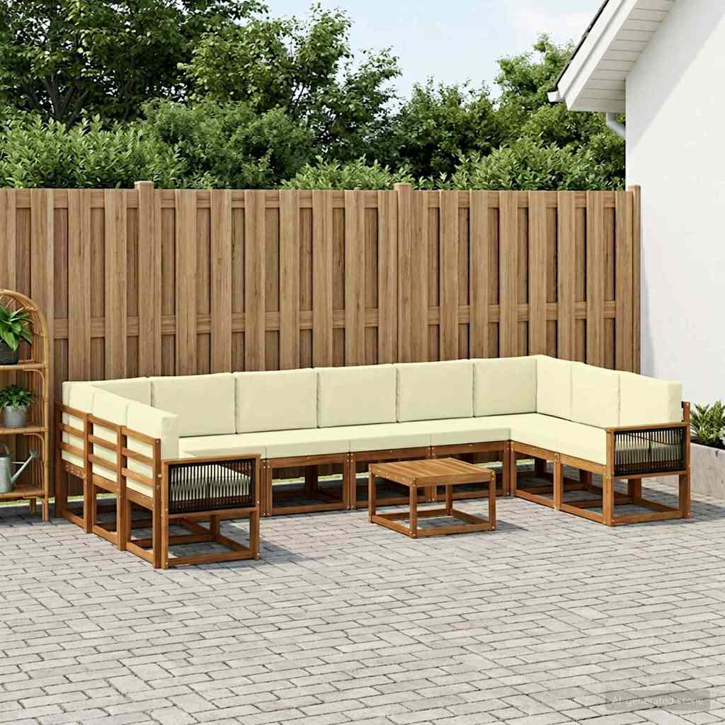 Set vanjskih sofa 11 pcs Prirodna i krem Čvrsto drvo akacije
