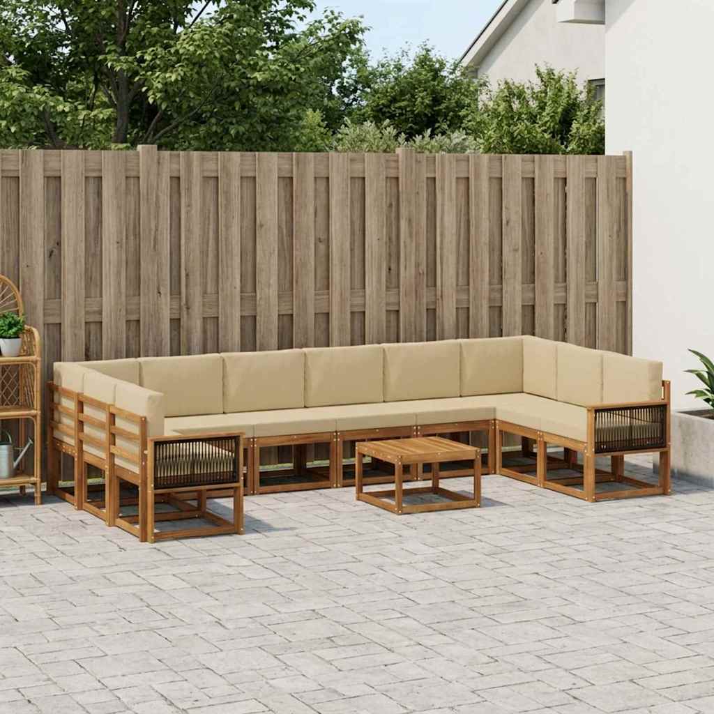 Set vanjskih sofa 11 pcs Prirodna i bež Čvrsto drvo akacije