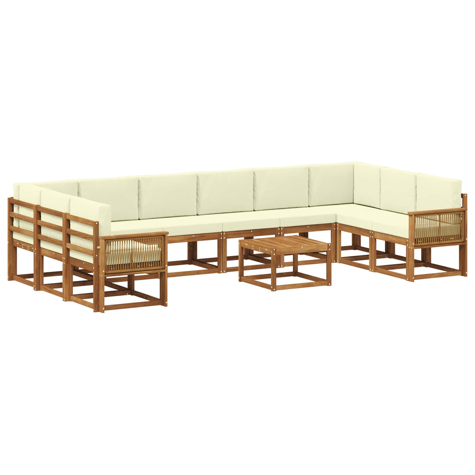 Set vanjskih sofa 11 pcs Prirodna i krem Čvrsto drvo akacije