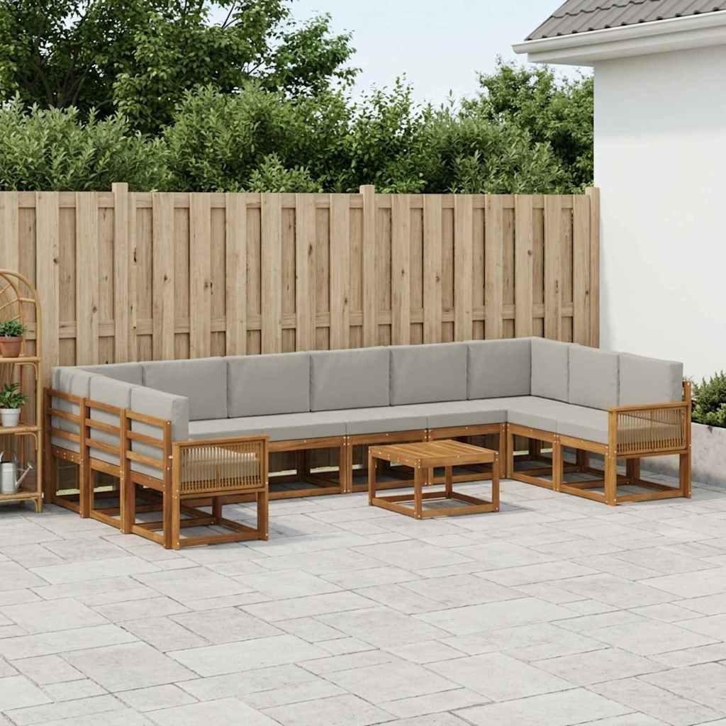 Set vanjskih sofa s jastukom 11 pcs Prirodna i svjetlosiva