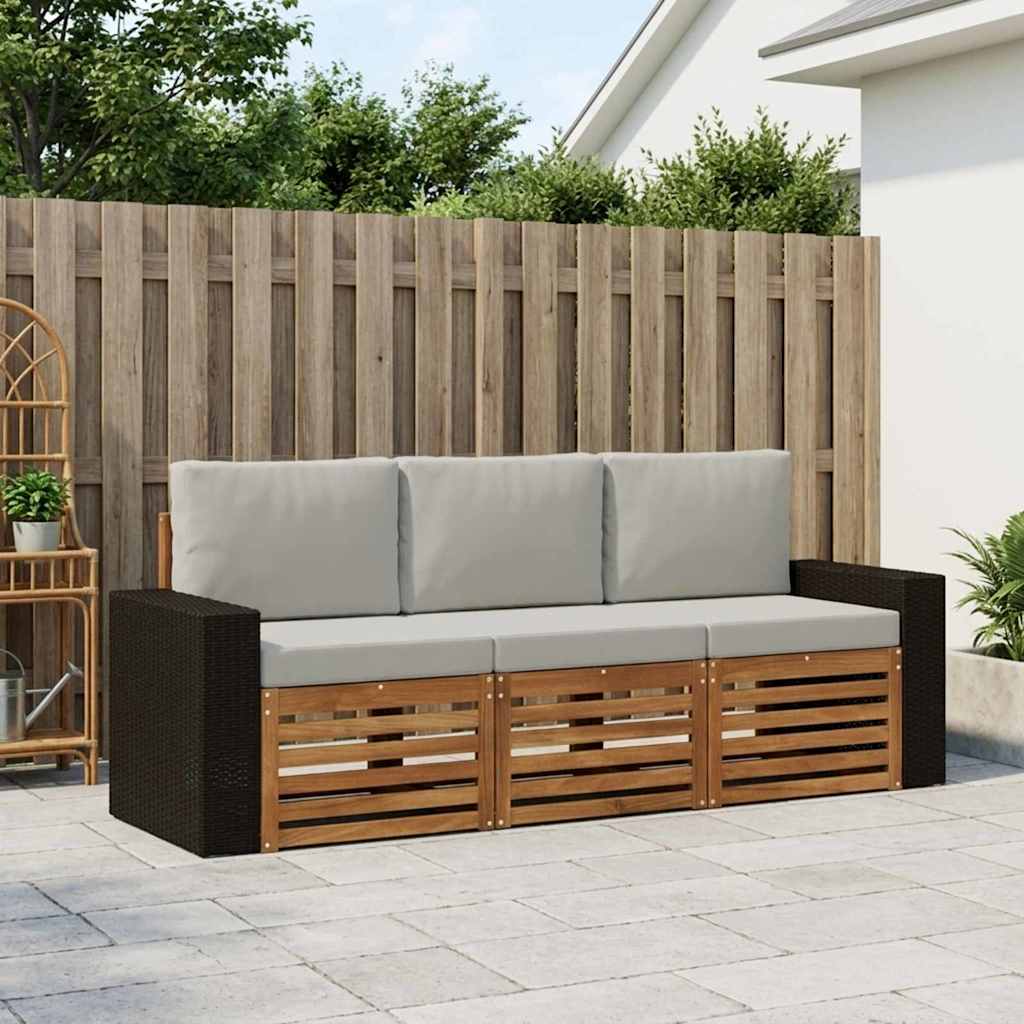 Setovi sofa s jastukom 3 pcs Čvrsto drvo akacije