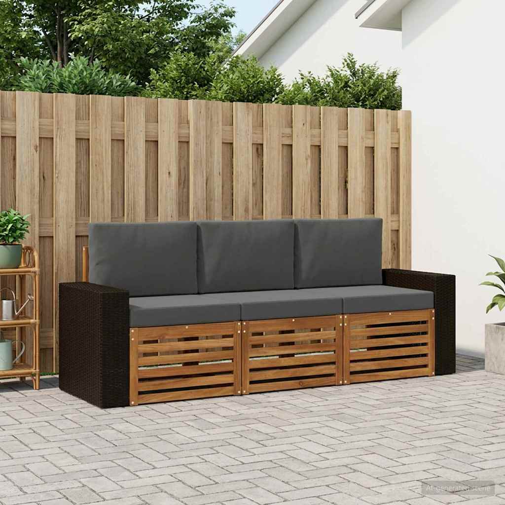 Setovi sofa s jastukom 3 pcs Čvrsto drvo akacije