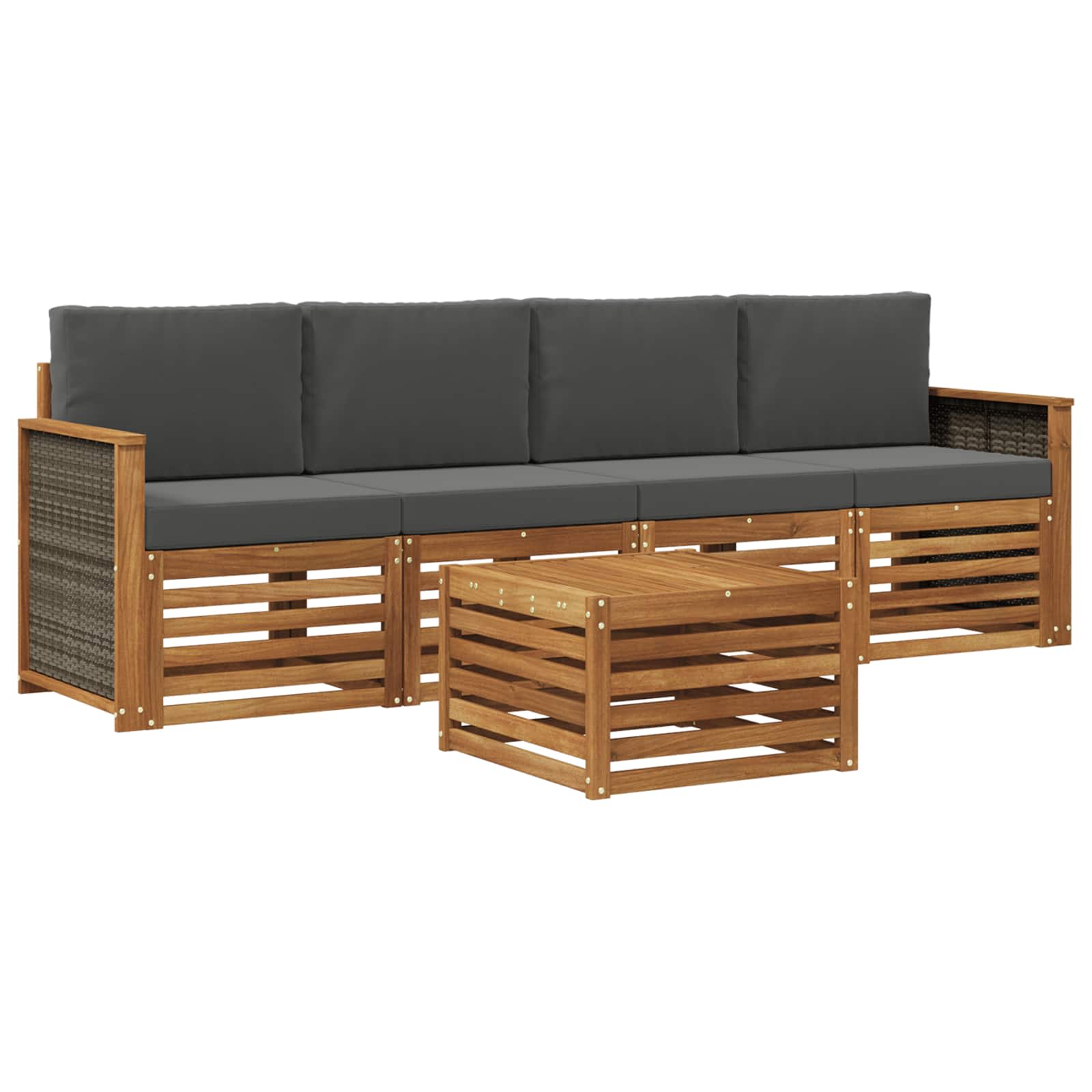 Set vanjskih sofa 5 pcs Prirodna i antracit Čvrsto drvo akacije