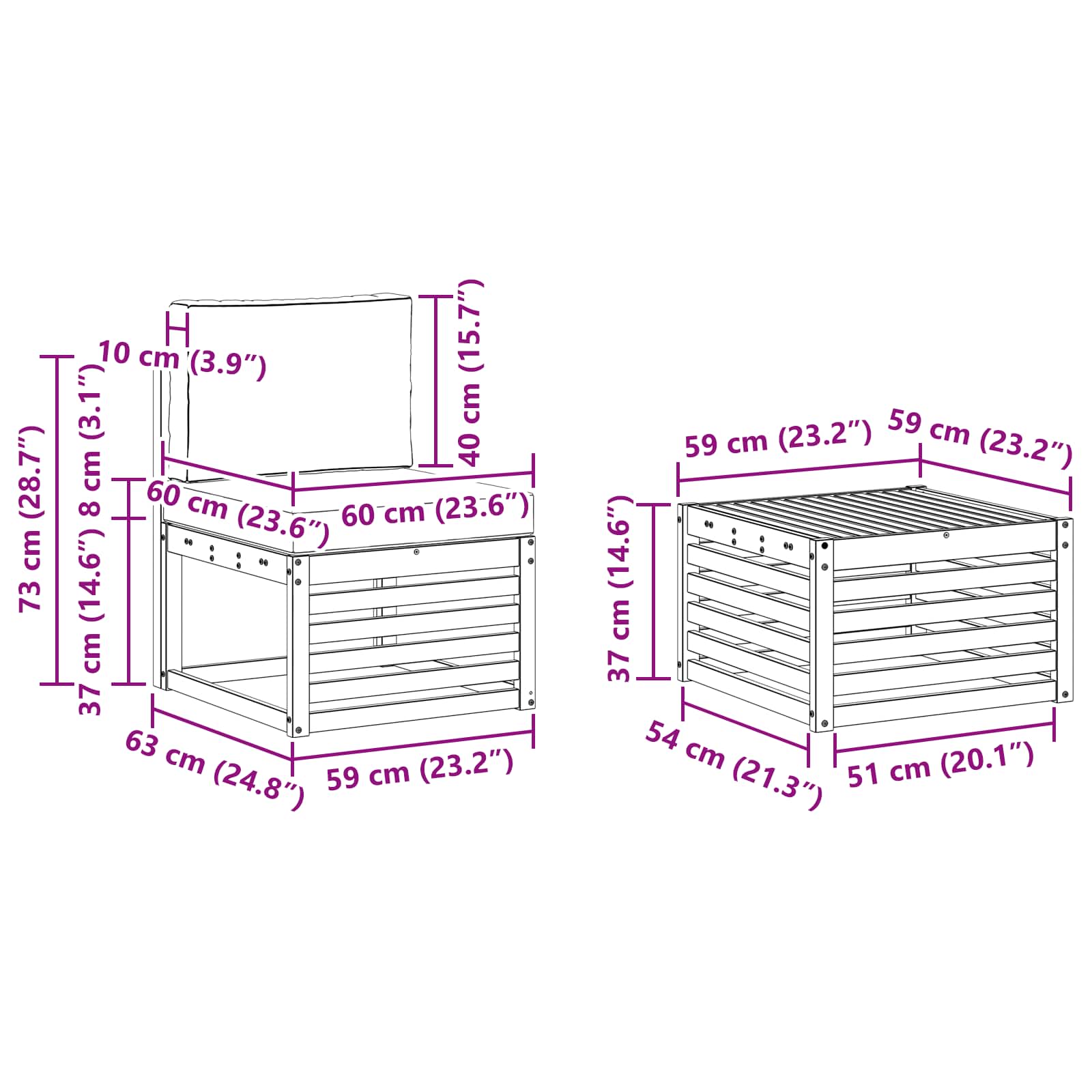 Set vanjskih sofa 5 pcs Prirodna i krem Čvrsto drvo akacije