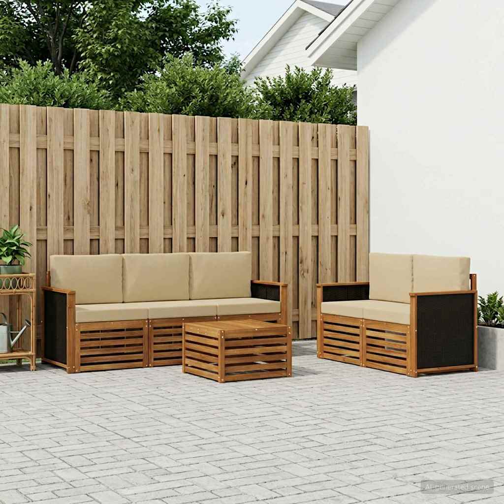 Setovi sofa s jastukom 6 pcs Čvrsto drvo akacije