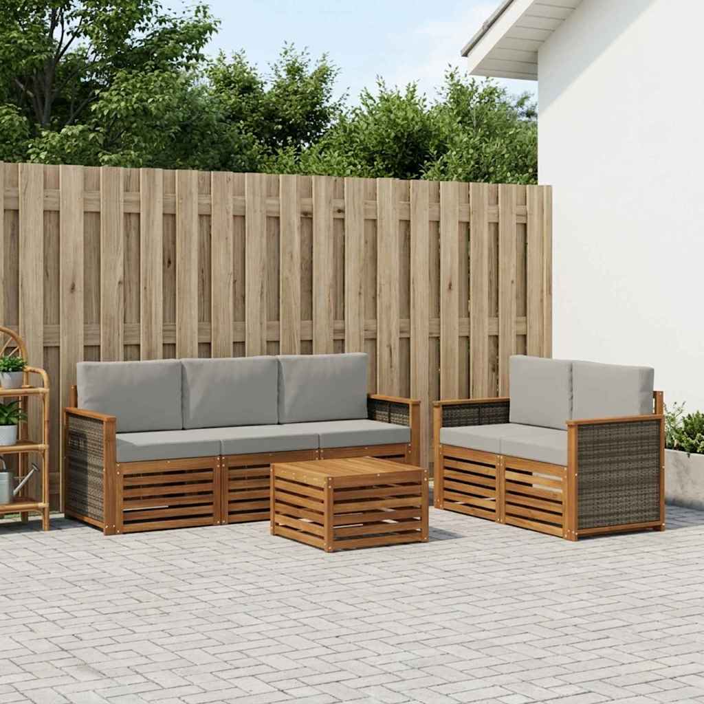 Setovi sofa s jastukom 6 pcs Čvrsto drvo akacije